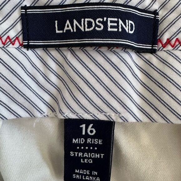 Women's Mid Rise Classic Straight Leg Chino Ankle Pants, White, Size 16 - Picture 6 of 8